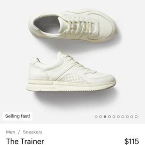 Everlane the Trainer White Leather Sneaker Full Grain Leather Upper Low Top